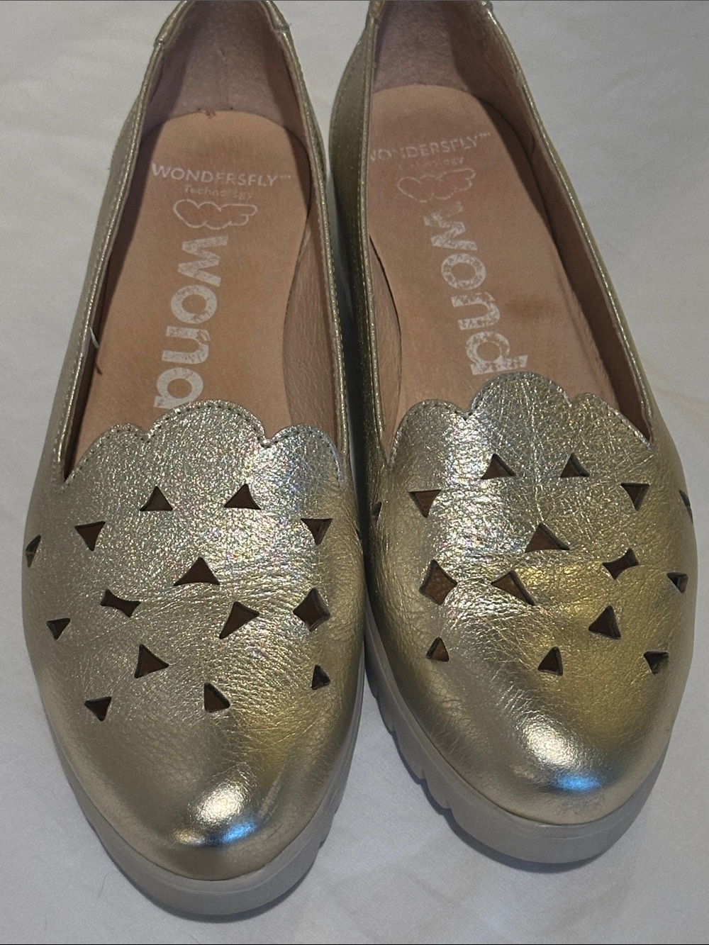 Wonders Gold Metallic Slip-On Loafers for Women